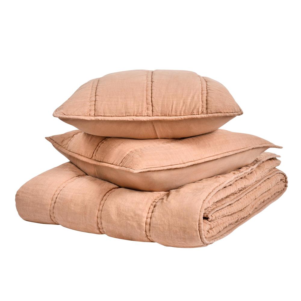 Rowen 3-Piece Sustainable Fabric Clay Queen Quilt Set. Picture 2