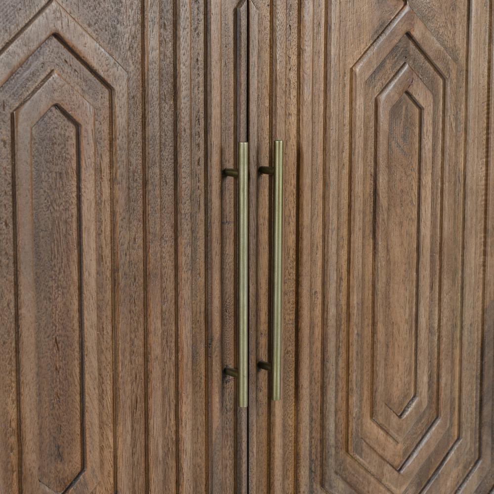 Holmes Mango Wood Carved Bar Cabinet in Brown. Picture 9