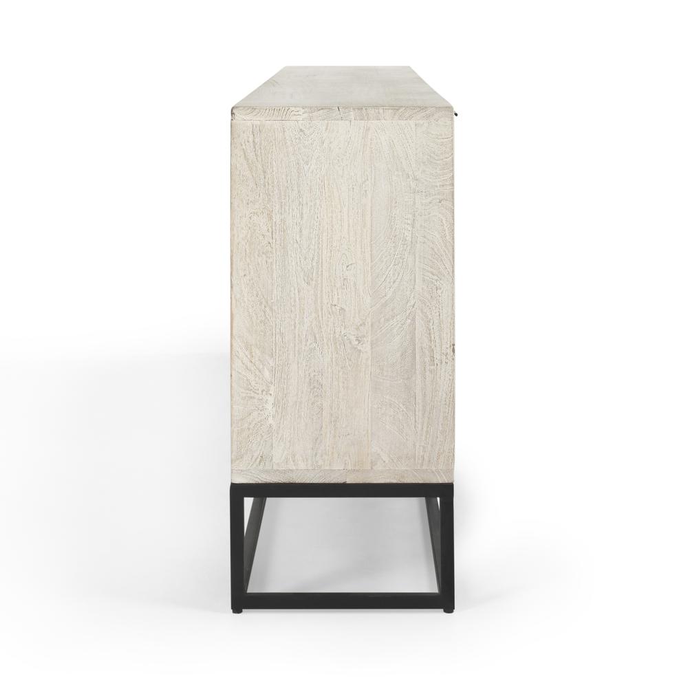 Flint Six-Door Mango Wood Sideboard in White Wash. Picture 4