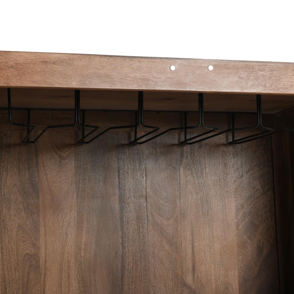 Holmes Mango Wood Carved Bar Cabinet in Brown. Picture 10