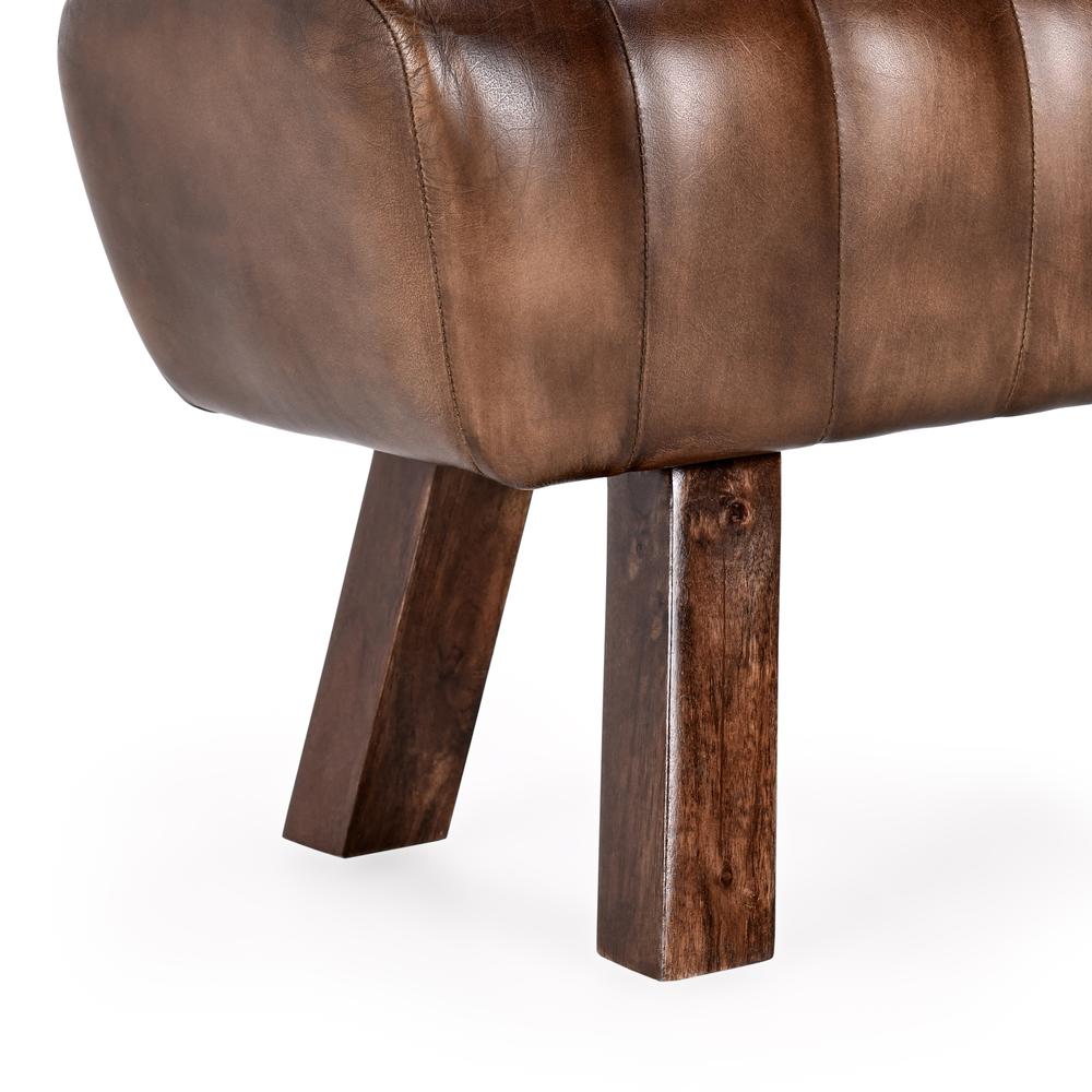 Florian 50" Leather Bench in Brown. Picture 5