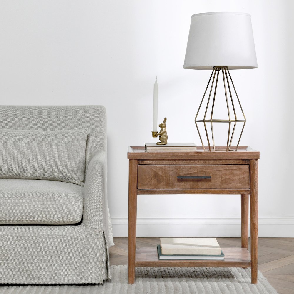 Ciaria 1 Drawer End Table Brown by Kosas Home. Picture 11