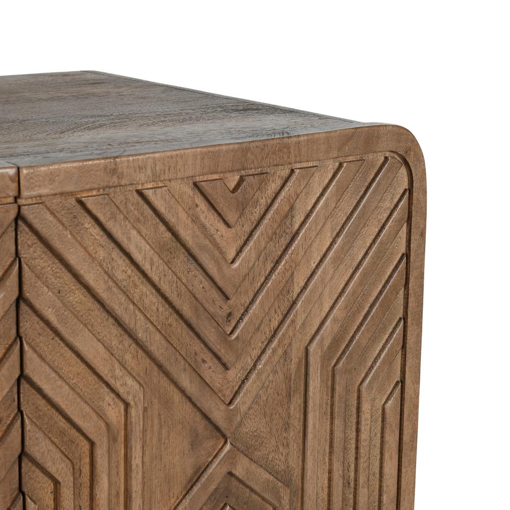 Holmes Mango Wood Carved Bar Cabinet in Brown. Picture 8