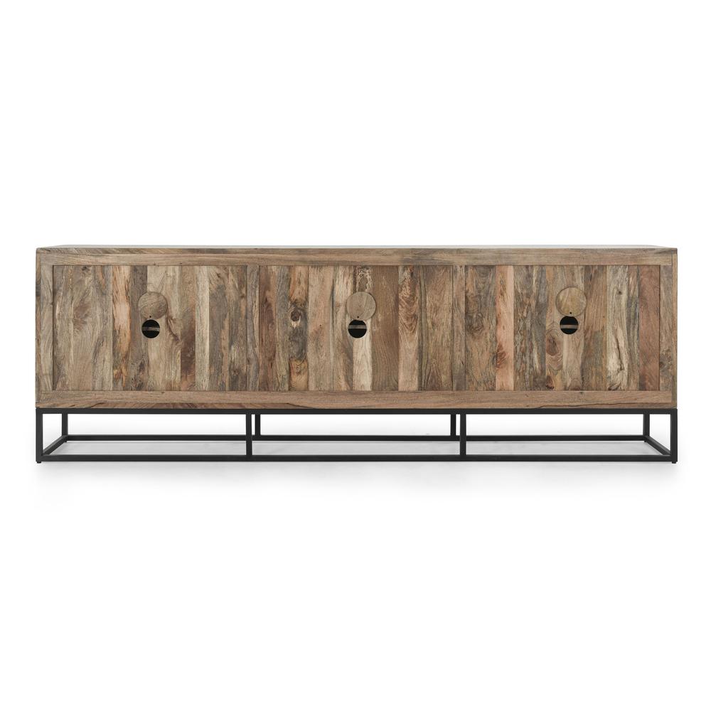Flint Six-Door Mango Wood Sideboard in White Wash. Picture 6