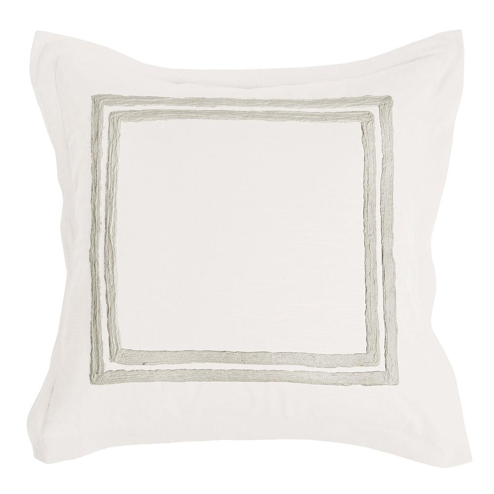 Kent 100% Cotton Embroidered Euro Sham , Ivory. Picture 1
