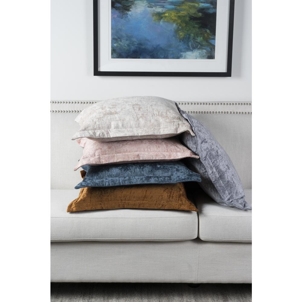 Kosas Home Bryce Velvet 22-inch Square Throw Pillow, Grey. Picture 3