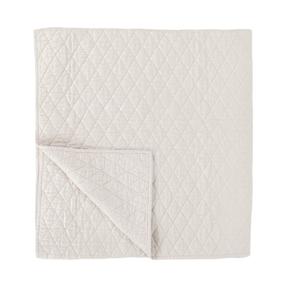 Lana 100% Cotton Queen Quilt in Ivory. Picture 1