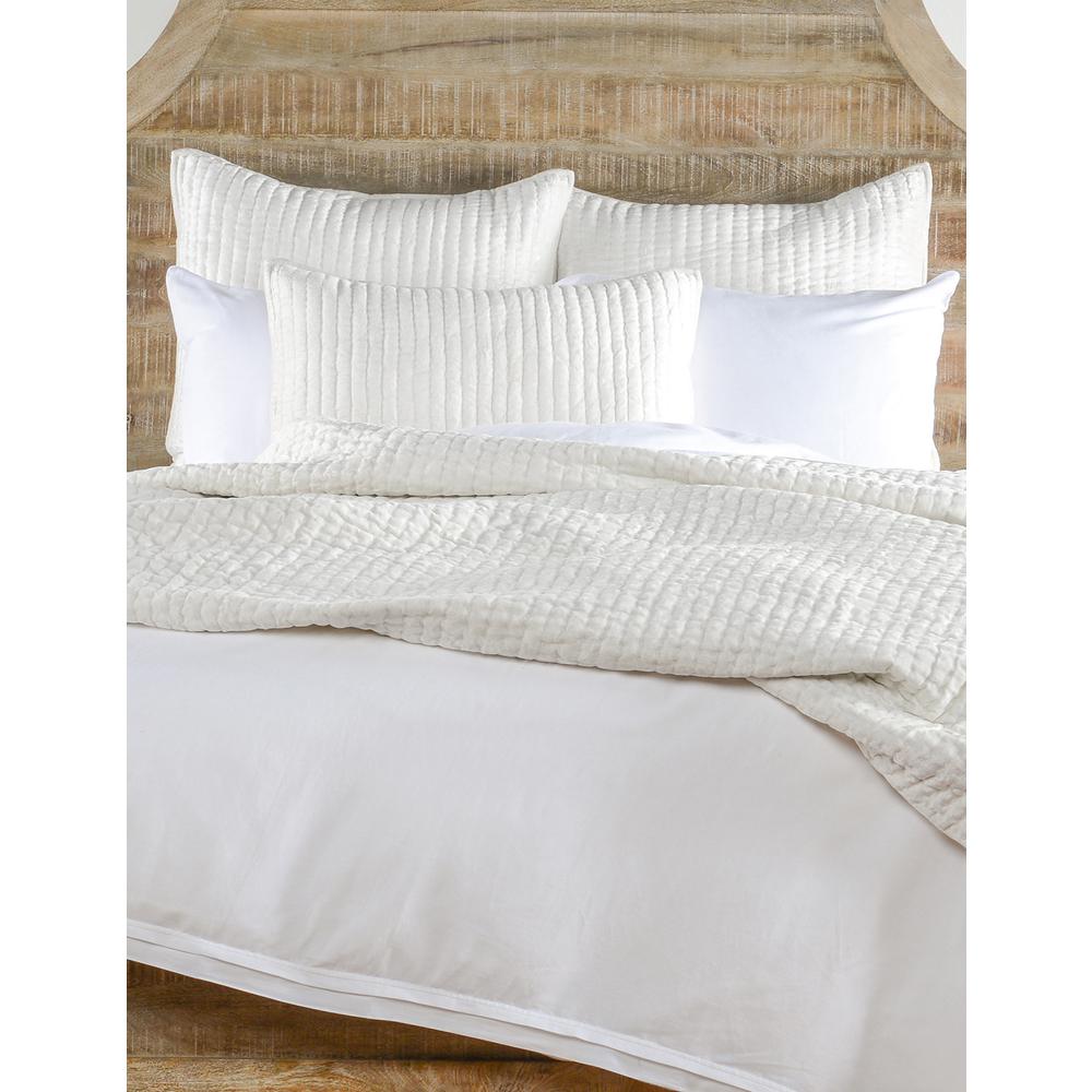 Dimitry 100% Rayon Velvet Ivory King Quilt by Kosas Home. Picture 3