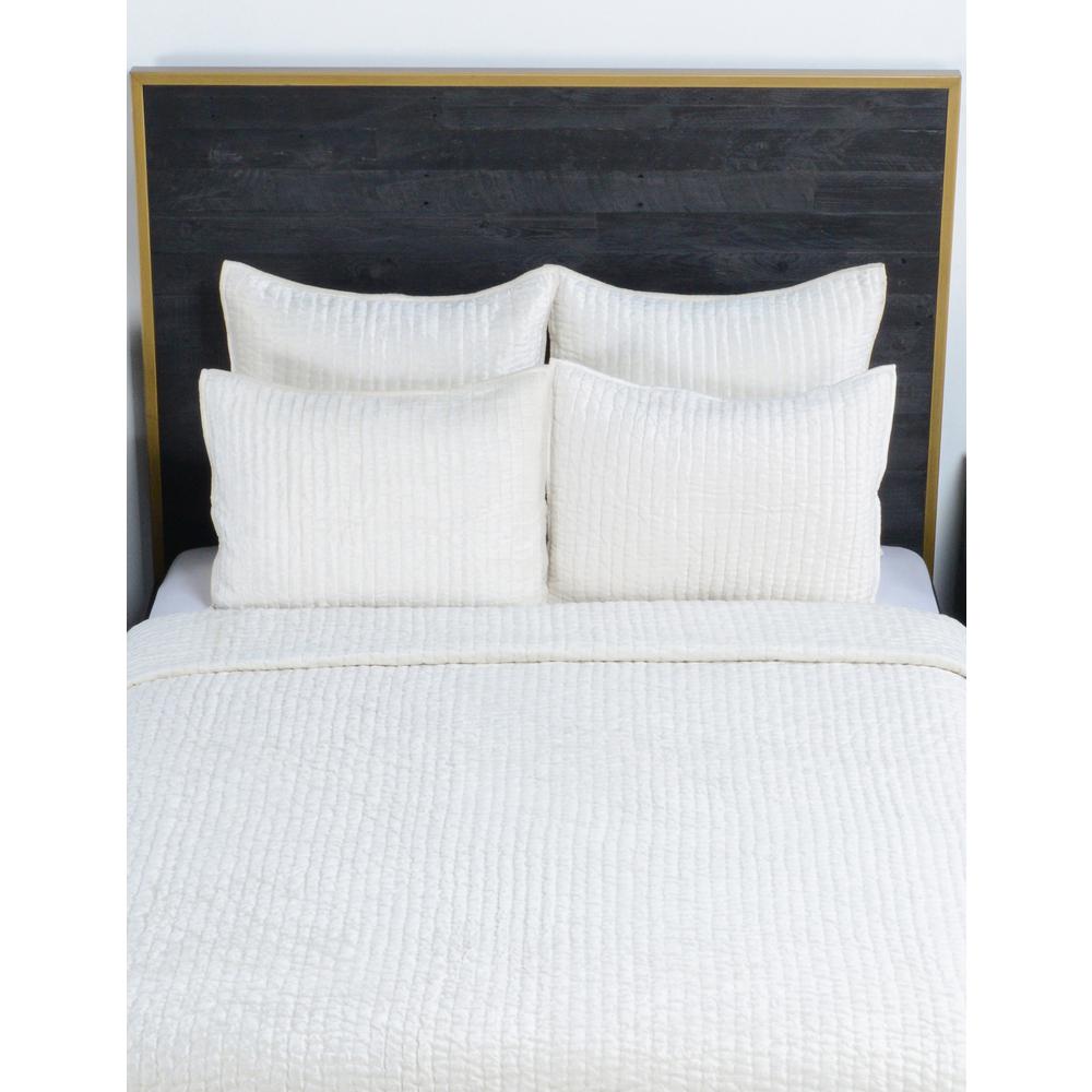Dimitry 100% Rayon Velvet Ivory King Quilt by Kosas Home. Picture 5