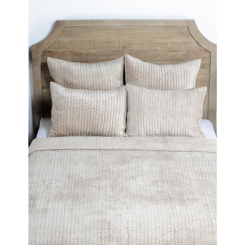 Dimitry 100% Rayon Velvet Pebble Beige King Quilt by Kosas Home. Picture 7