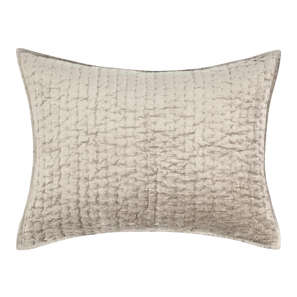 Dimitry 100% Rayon Velvet  Pebble Beige Standard Sham by Kosas Home. Picture 1