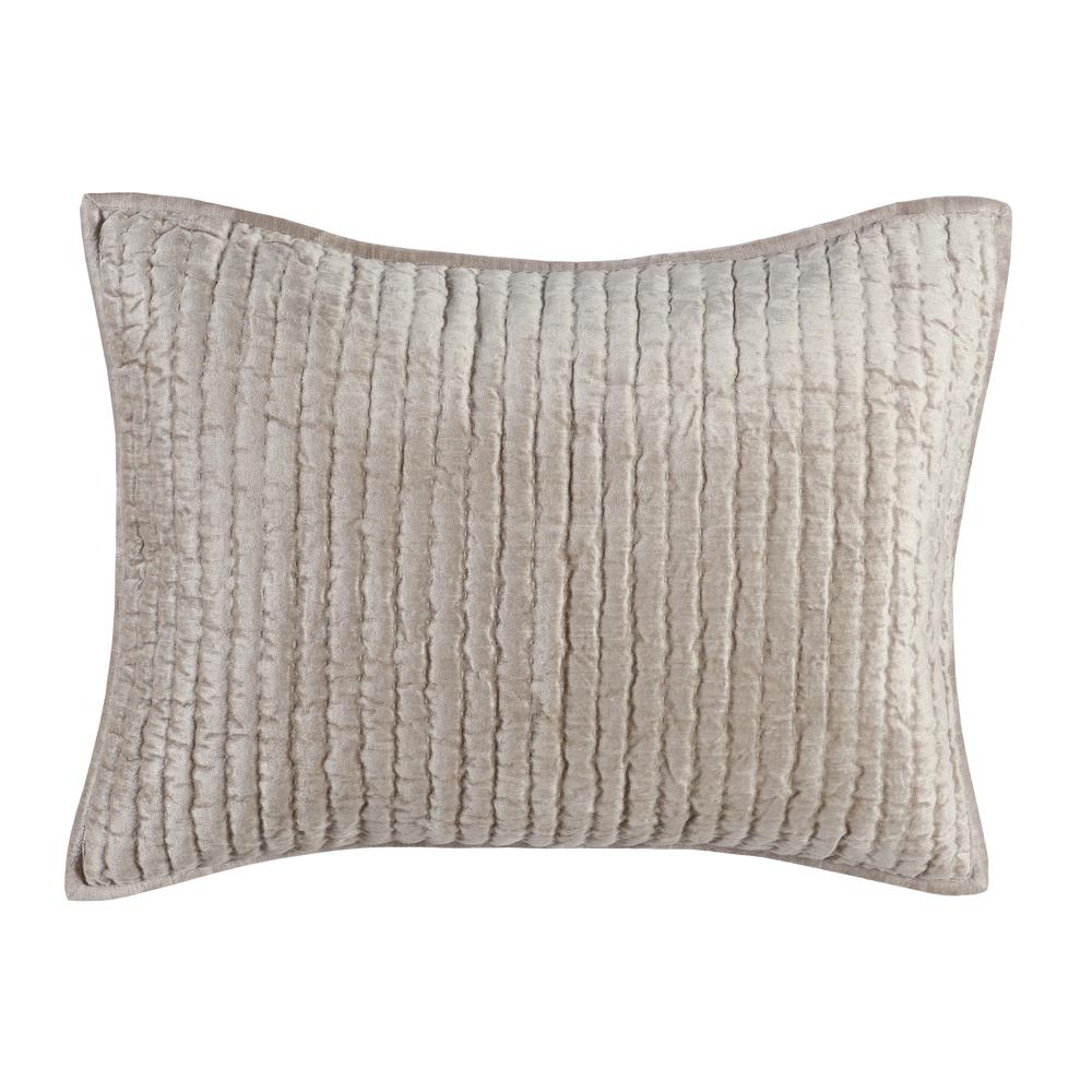 Dimitry 100% Rayon Velvet  Pebble Beige Standard Sham by Kosas Home. Picture 2
