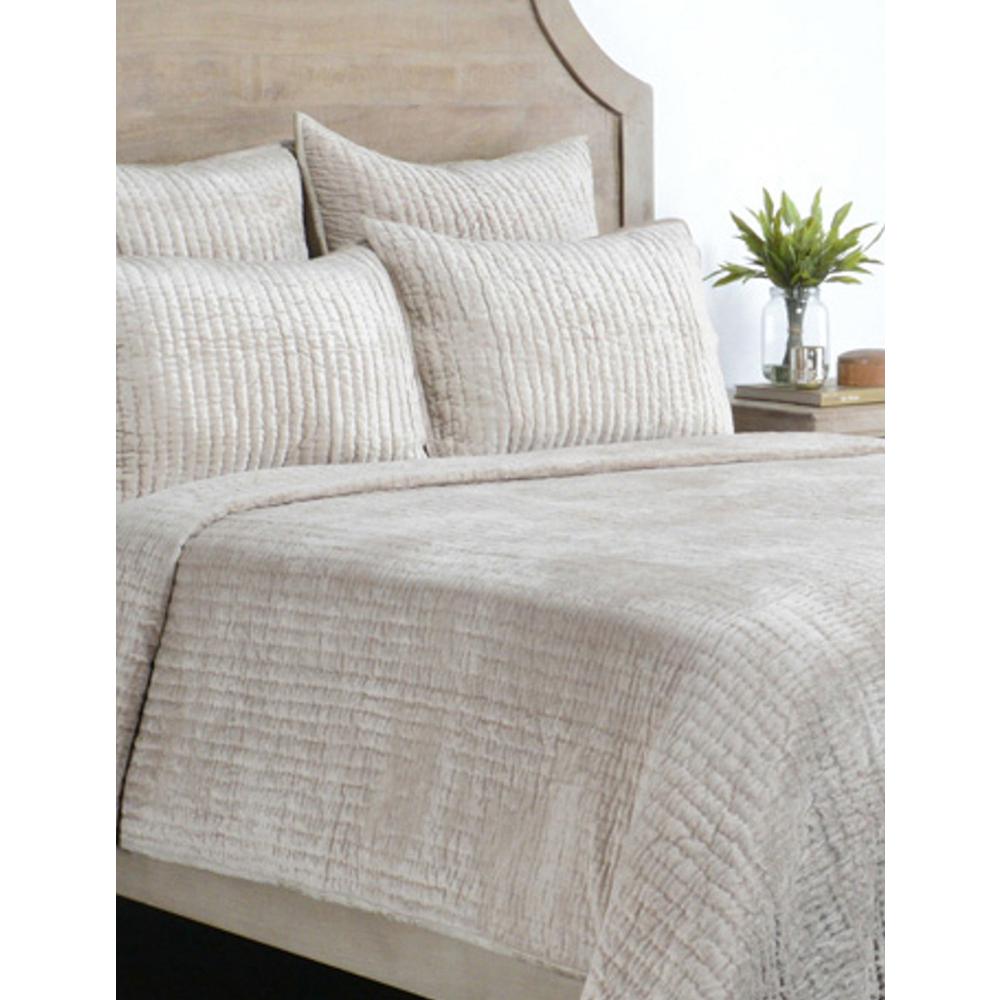 Dimitry 100% Rayon Velvet  Pebble Beige Standard Sham by Kosas Home. Picture 5
