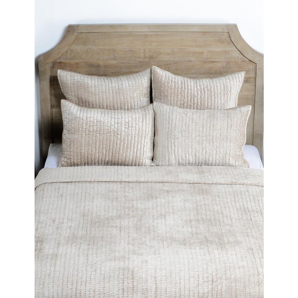 Dimitry 100% Rayon Velvet  Pebble Beige Standard Sham by Kosas Home. Picture 7