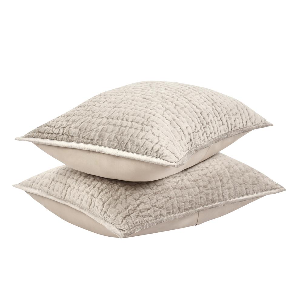 Dimitry 100% Rayon Velvet  Pebble Beige Standard Sham by Kosas Home. Picture 6