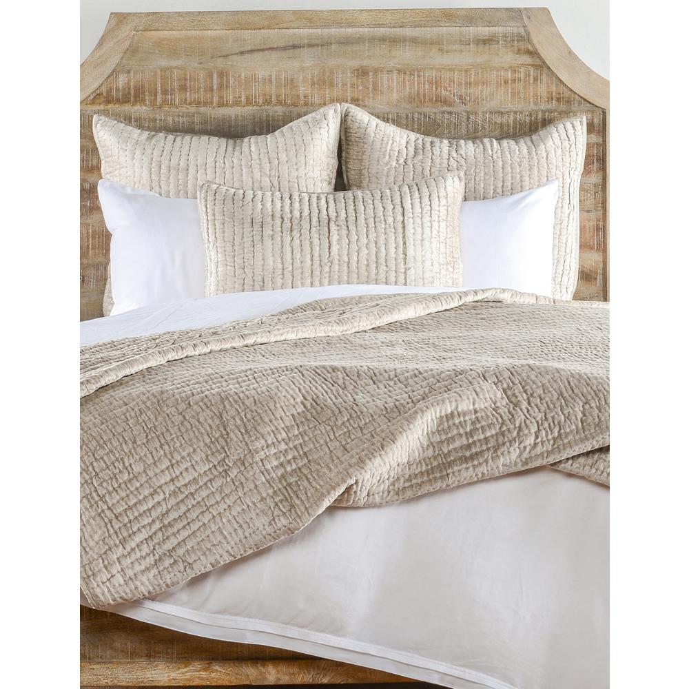 Dimitry 100% Rayon Velvet  Pebble Beige Standard Sham by Kosas Home. Picture 9