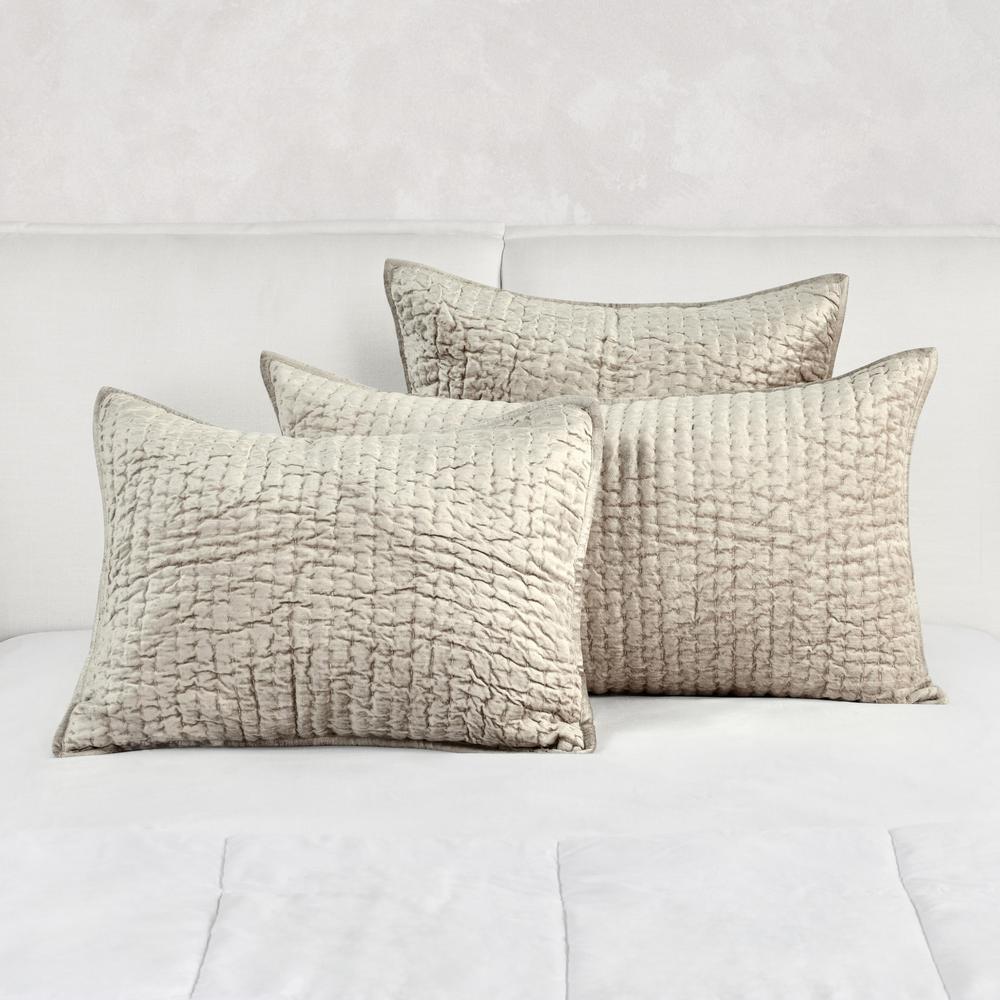 Dimitry 100% Rayon Velvet  Pebble Beige Standard Sham by Kosas Home. Picture 8