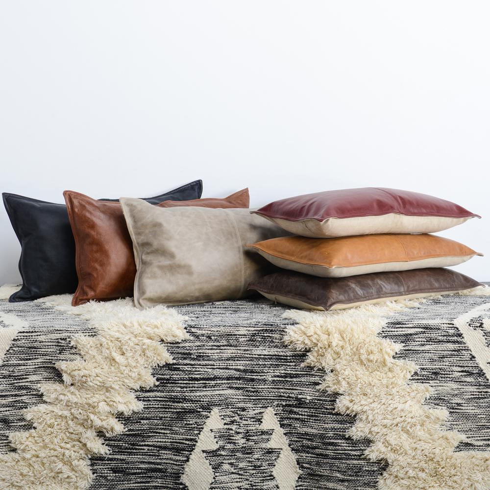 Kosas Home Cheyenne 100% Leather 14" x 26" Throw Pillow, Chestnut Brown. Picture 5
