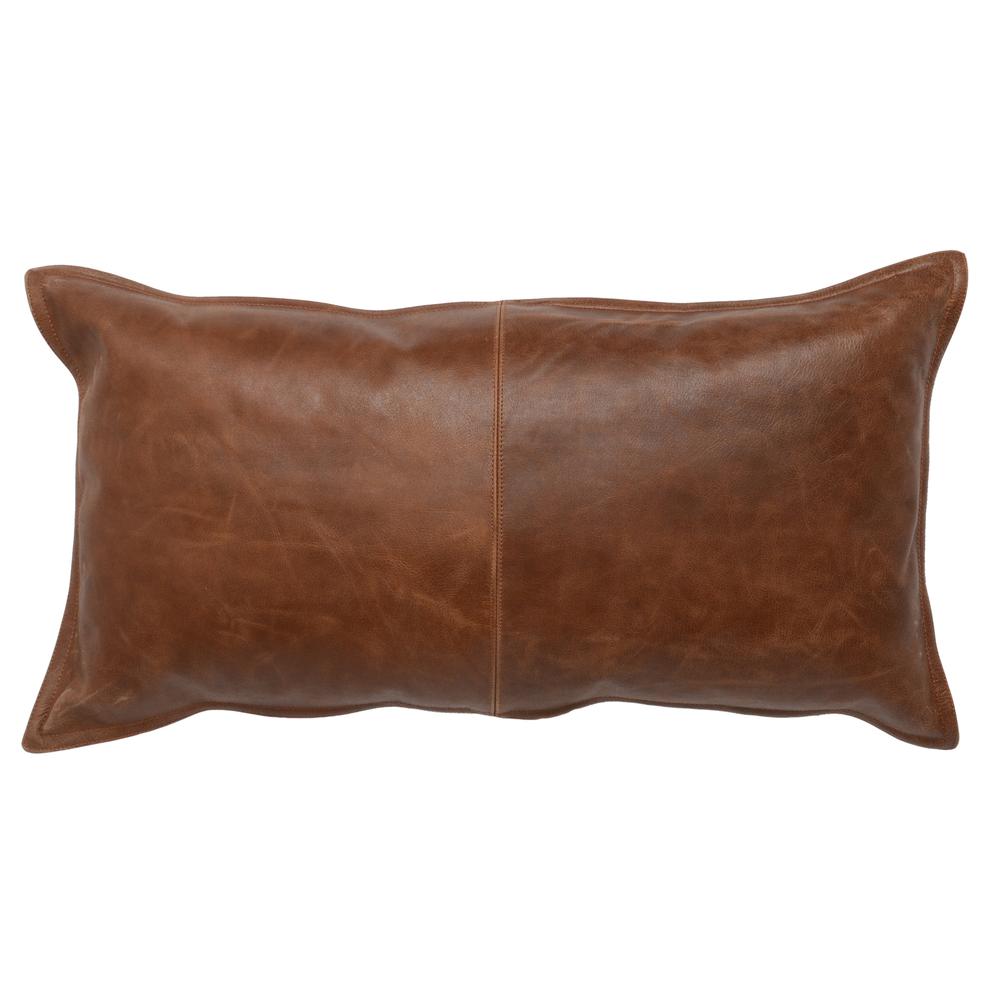 Kosas Home Cheyenne 100% Leather 14" x 26" Throw Pillow, Brown. Picture 1