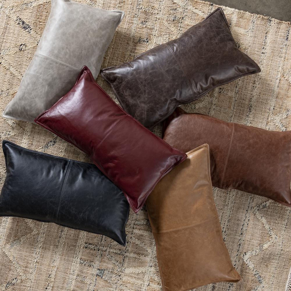Kosas Home Cheyenne 100% Leather 14" x 26" Throw Pillow, Brown. Picture 6