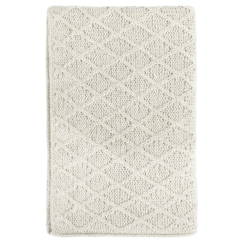 Porter 100% Cotton 50"x70" Throw Blanket, Ivory. Picture 1