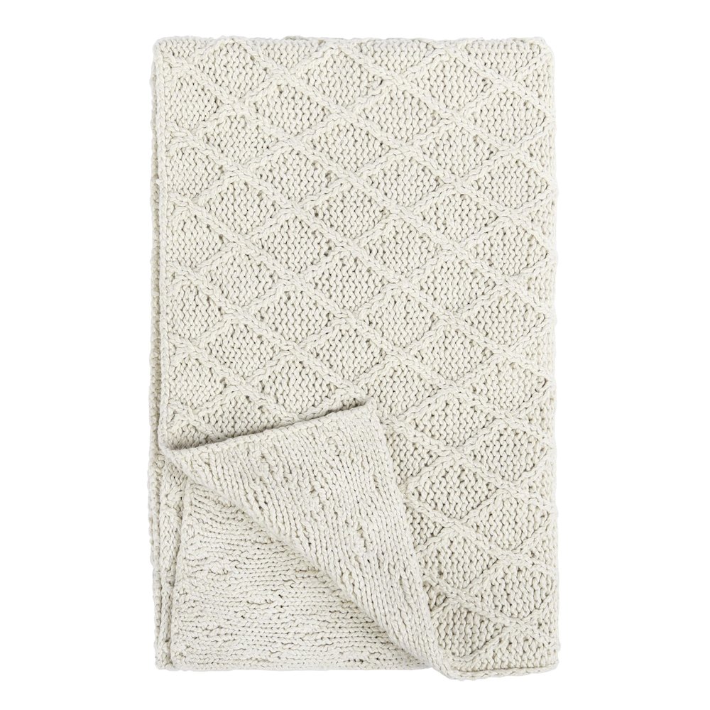 Porter 100% Cotton 50"x70" Throw Blanket, Ivory. Picture 4