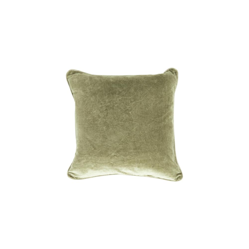 Harriet Velvet 18" Throw Pillow,  Moss Green. Picture 1