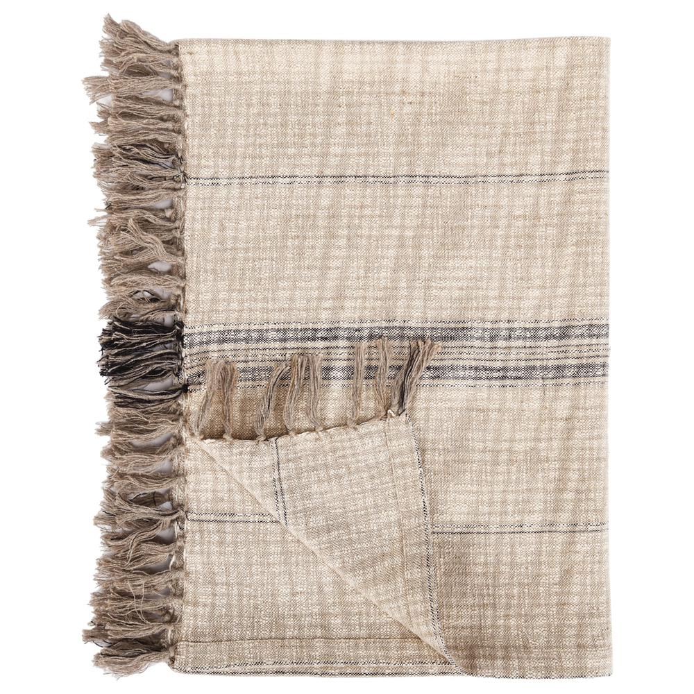 Lea 50"x 70" Throw Blanket Blanket in Ivory. Picture 1