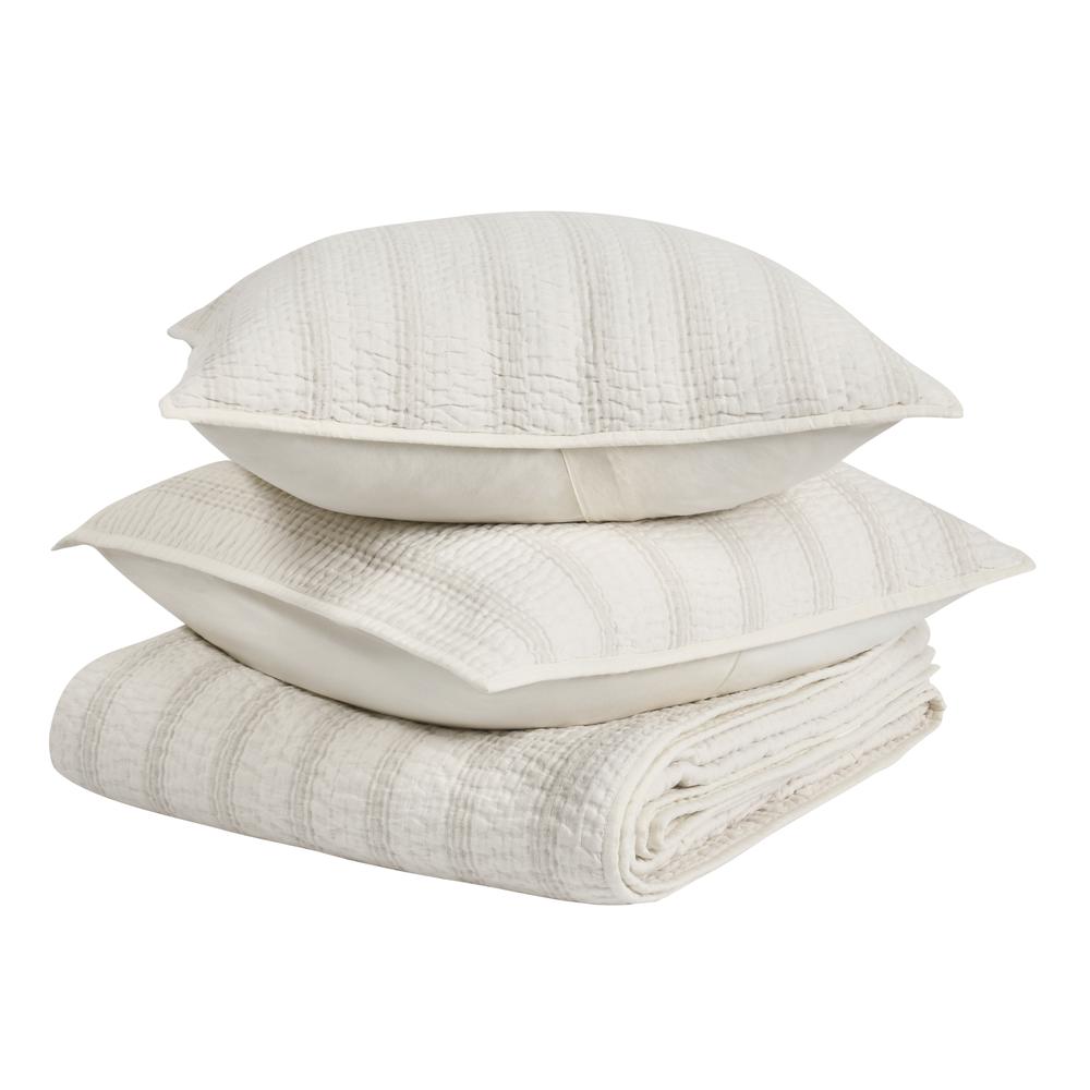 Abraham Cotton Linen Eggshell Beige King Quilt. Picture 2