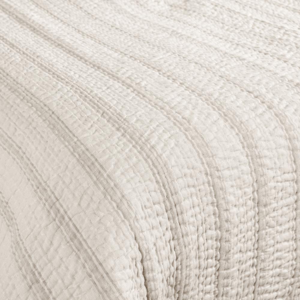 Abraham Cotton Linen Eggshell Beige Queen Quilt. Picture 4