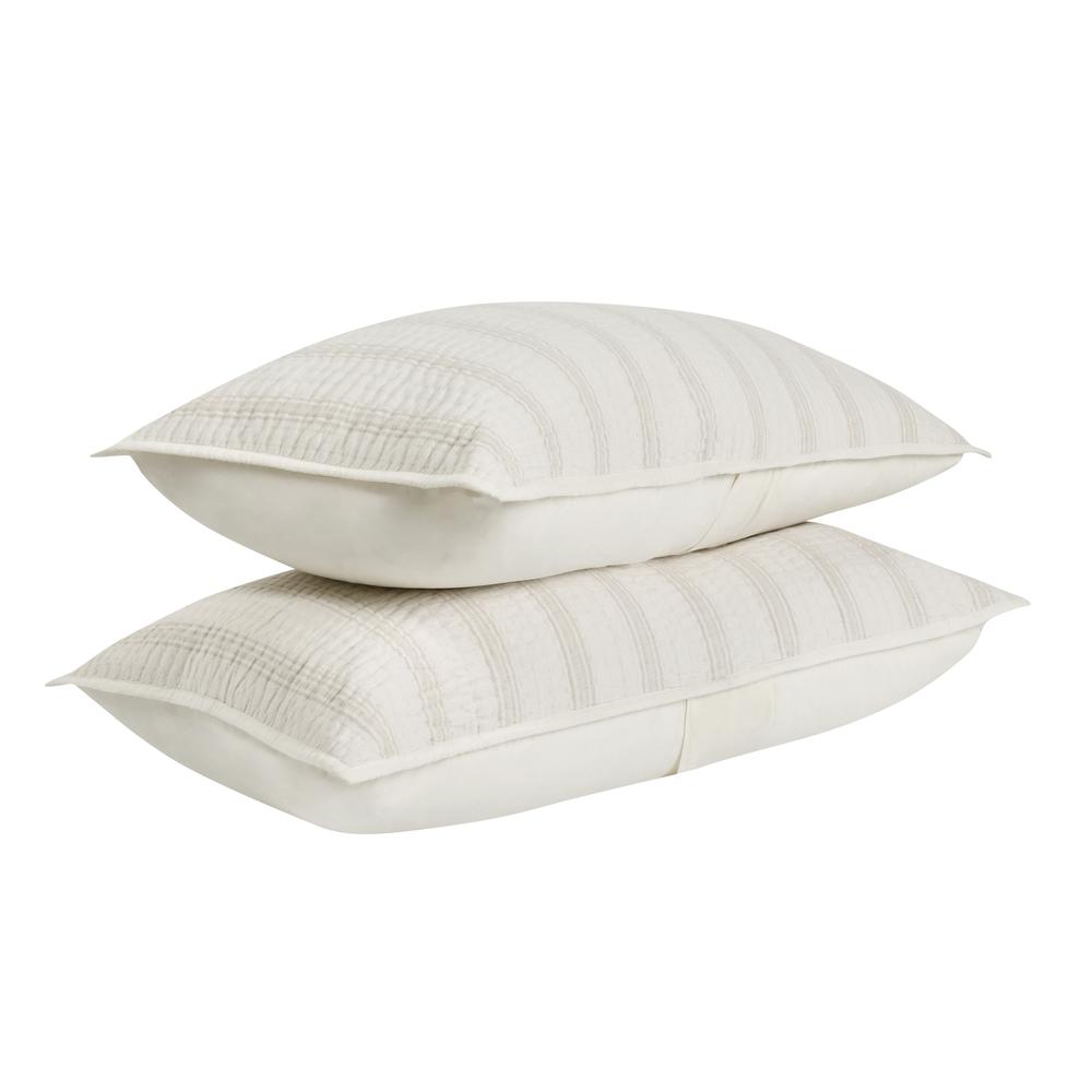 Abraham Cotton Linen Eggshell Beige King Sham. Picture 3