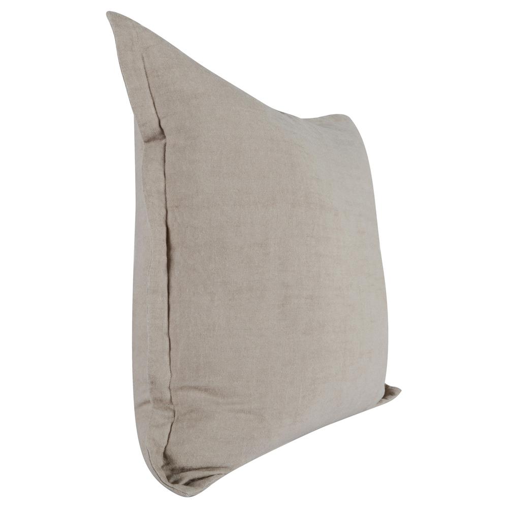 Amy  100% Linen 22" Square Throw Pillow in Natural Beige by Kosas Home. Picture 4
