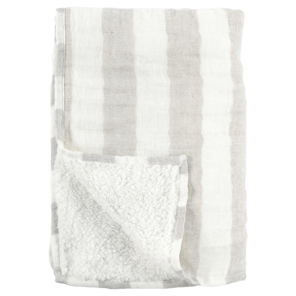 Ally 100% Linen 50"x70" Throw Blanket Blanket in Ivory. Picture 1