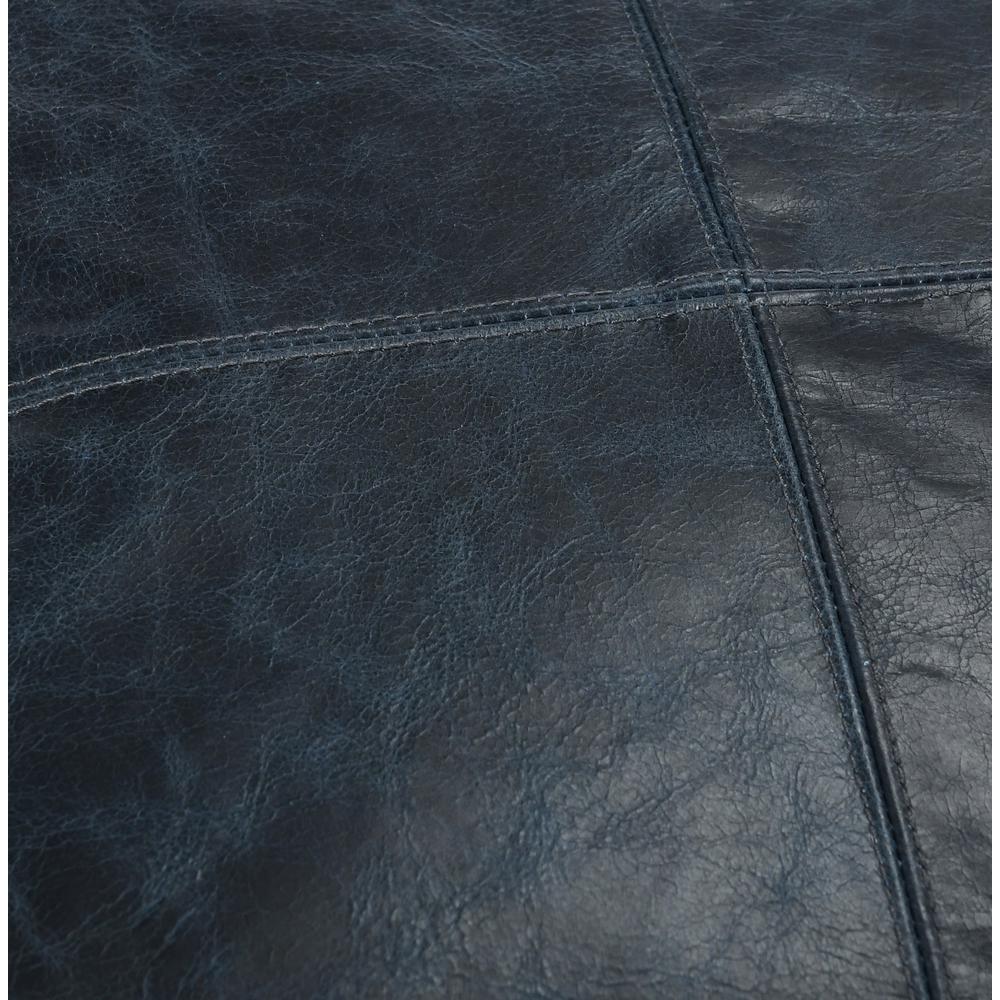Cheyenne 100% Leather 22" Throw Pillow in Blue. Picture 2