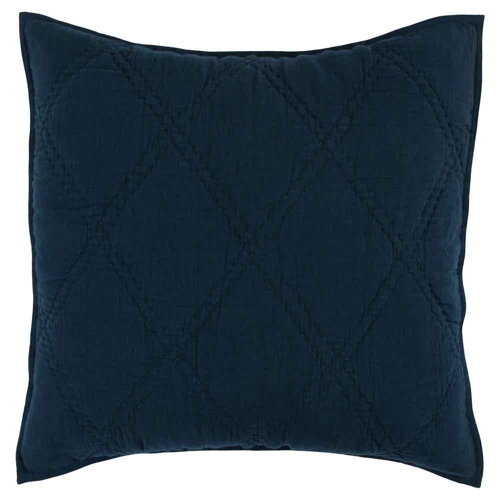 Casi 100% Belgian Flax Linen  Midnight Blue Euro Sham. Picture 2