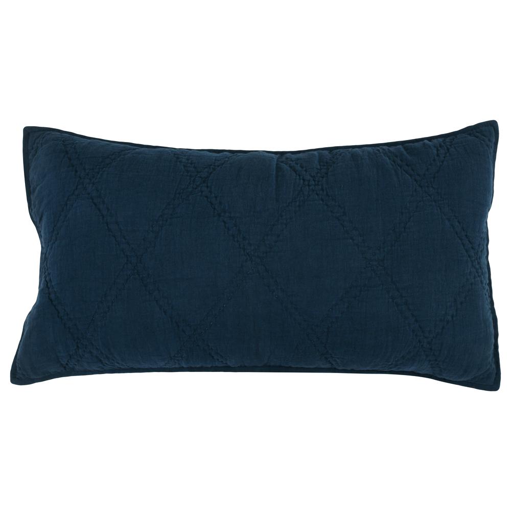 Casi 100% Belgian Flax Linen Midnight Blue King Sham. Picture 2