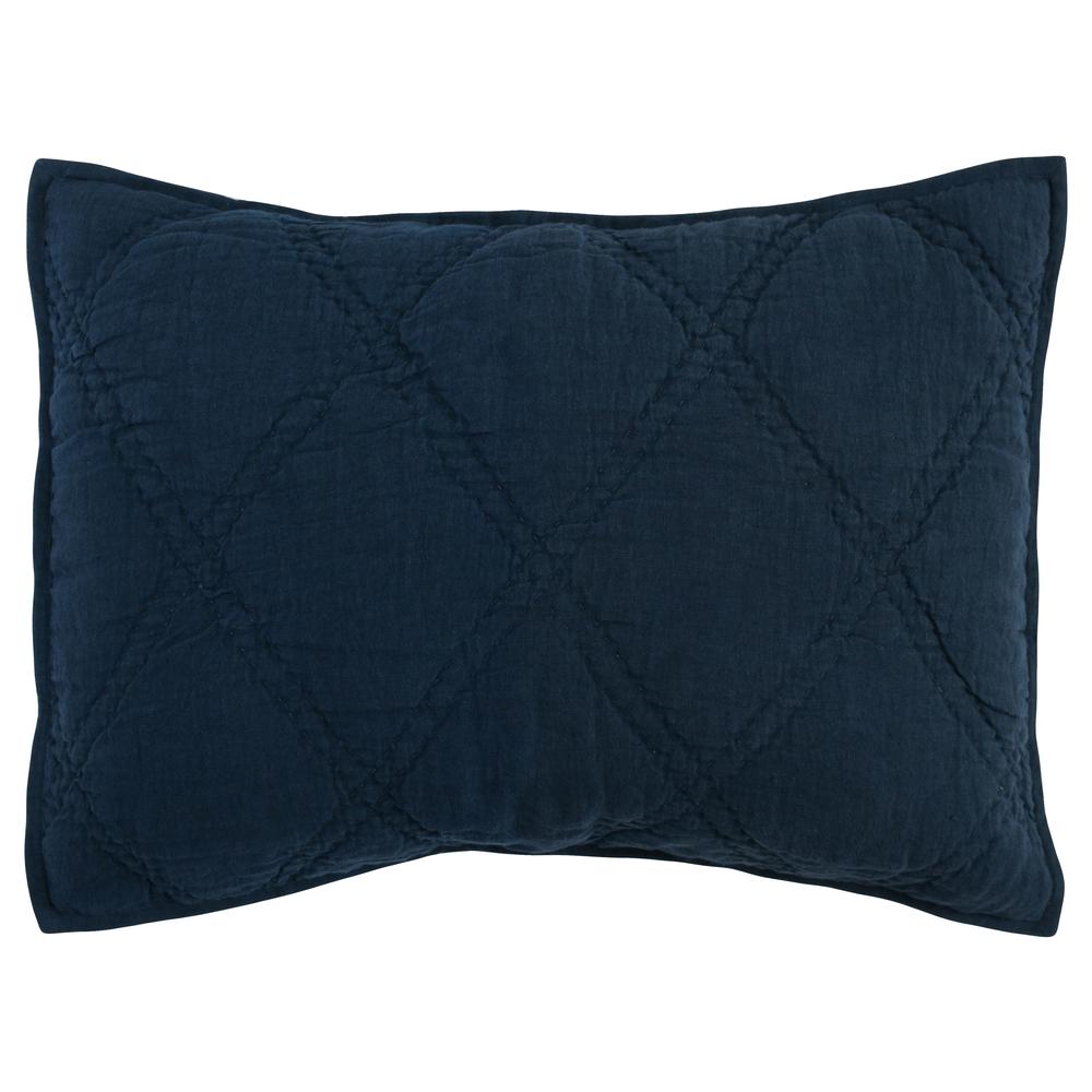 Casi 100% Belgian Flax Linen Midnight Blue Standard Sham. Picture 2