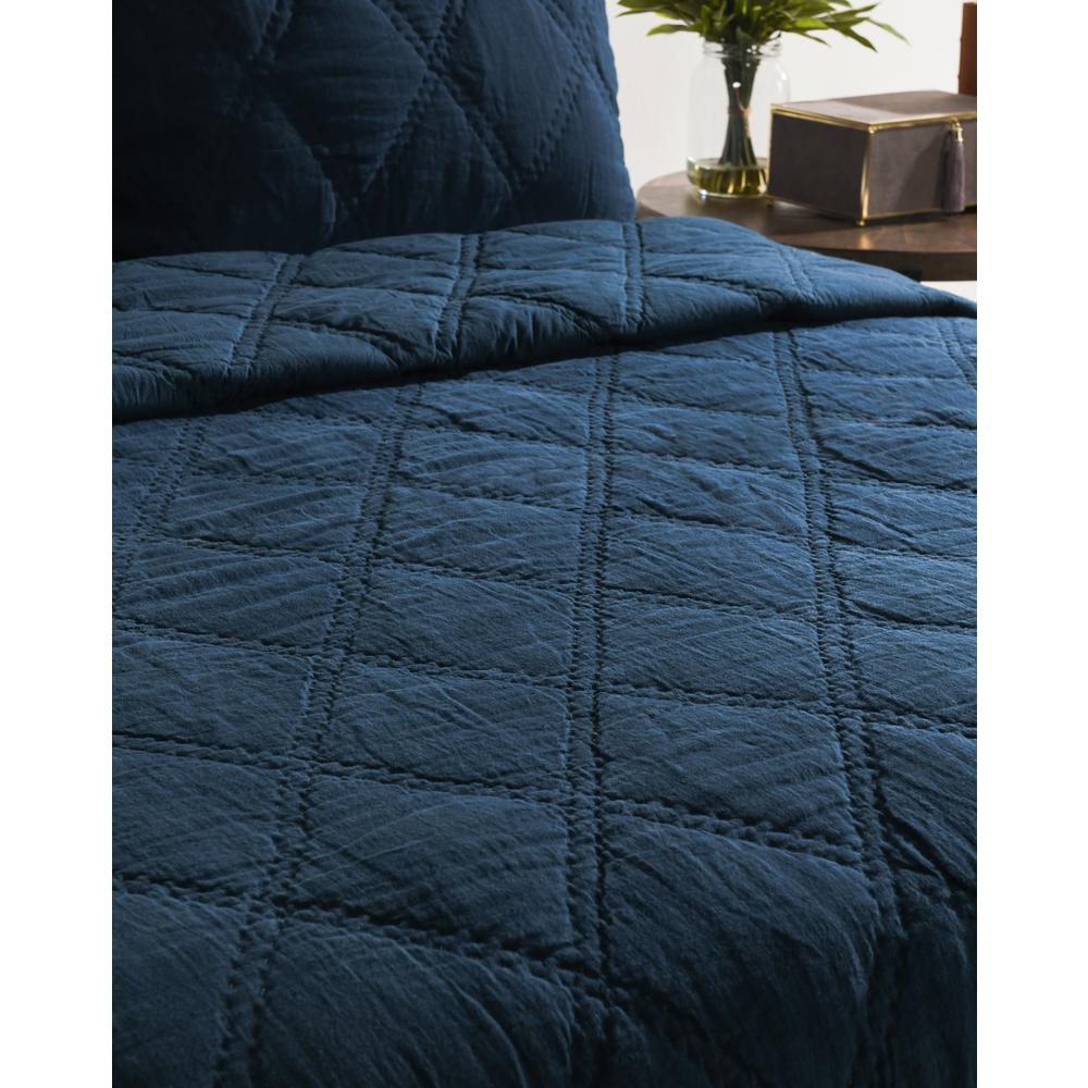 Casi 100% Belgian Flax Linen Midnight Blue Standard Sham. Picture 4