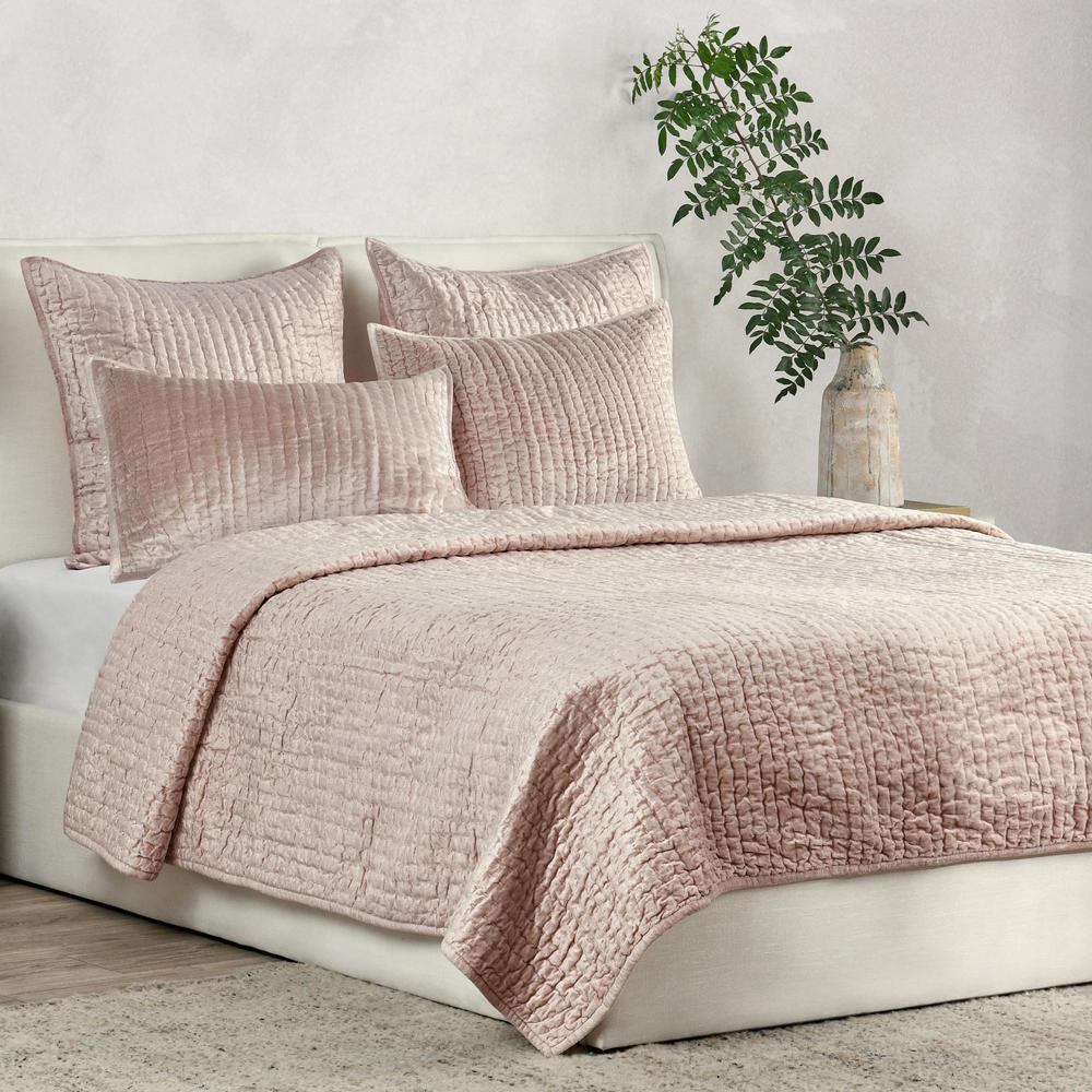 Dimitry 100% Rayon Velvet Bliss Pink Standard  Sham by Kosas Home. Picture 6