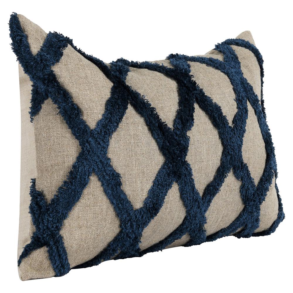 Evangeline 100% Linen 14"x 20" Throw Pillow in Blue by Kosas Home. Picture 4