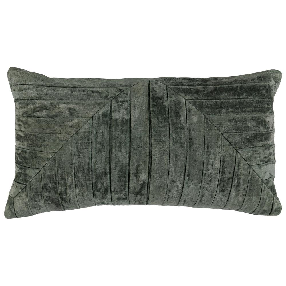 Laurant 100% Velvet 14"x26" Throw Pillow in Green by Kosas Home. Picture 1
