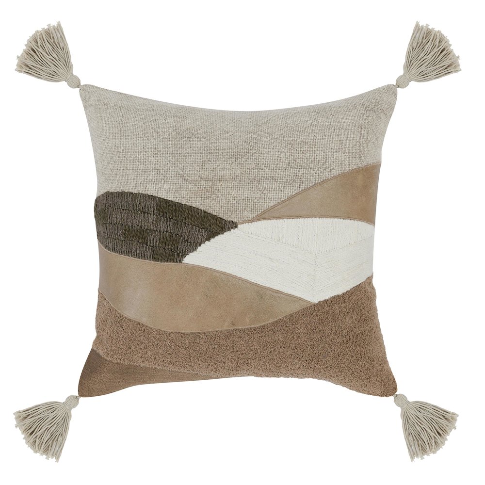 Carve 18" Multicolor Brown Throw Pillow. Picture 1