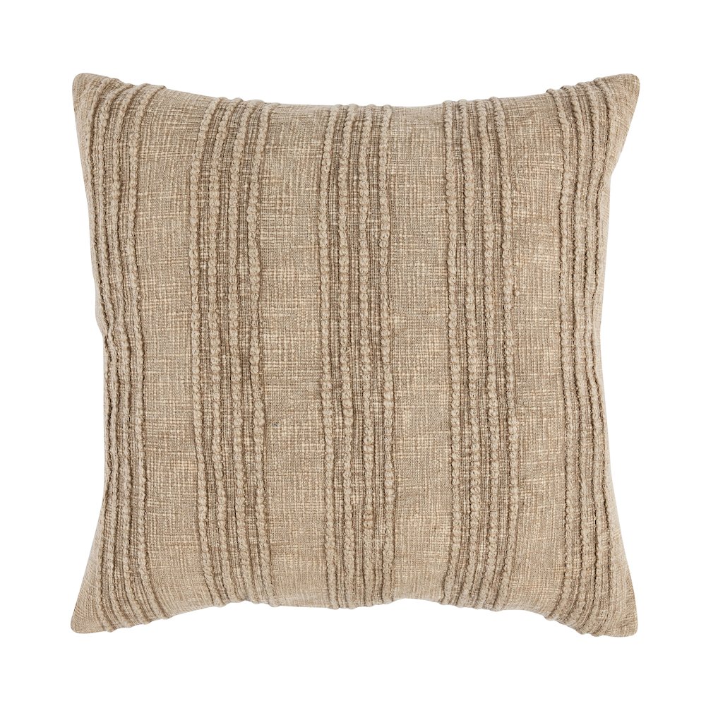 Hannah 22" 100% Cotton Fabric Throw Pillow, Natural. Picture 1
