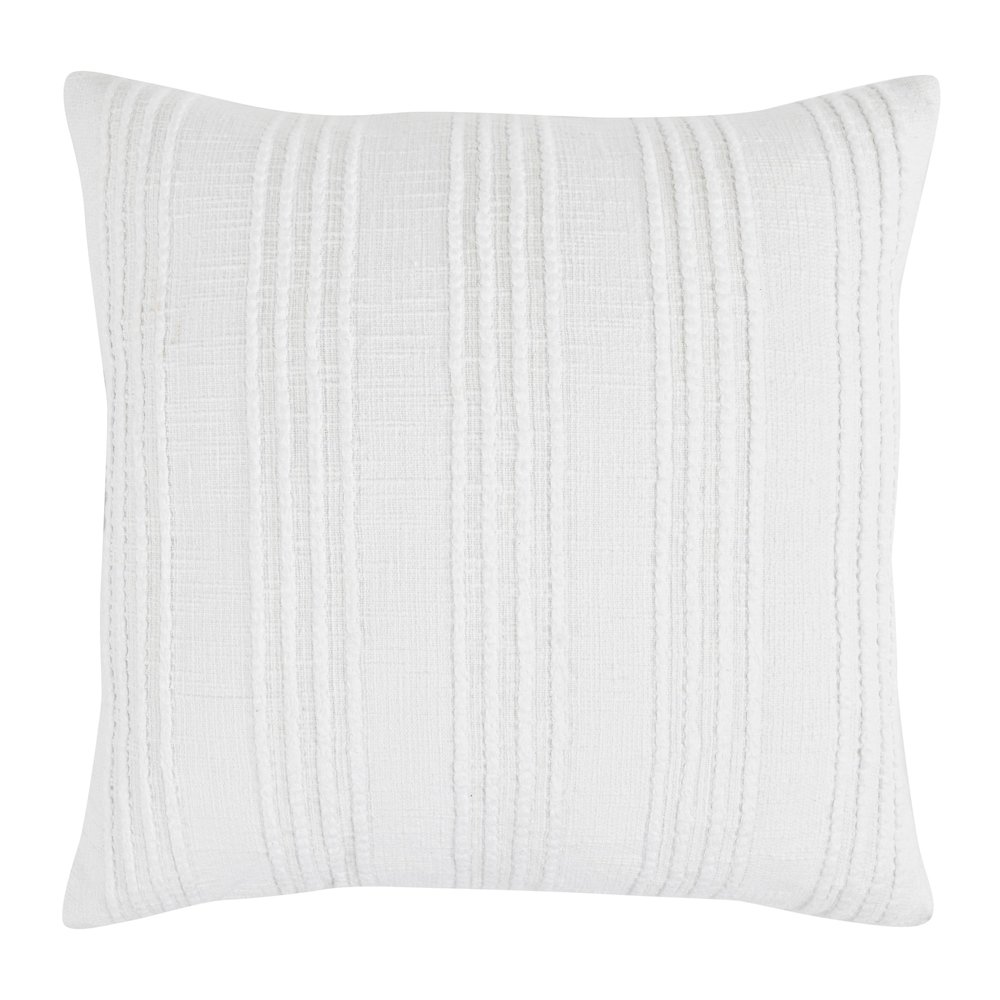 Hannah 22" 100% Cotton Fabric Throw Pillow, White. Picture 1