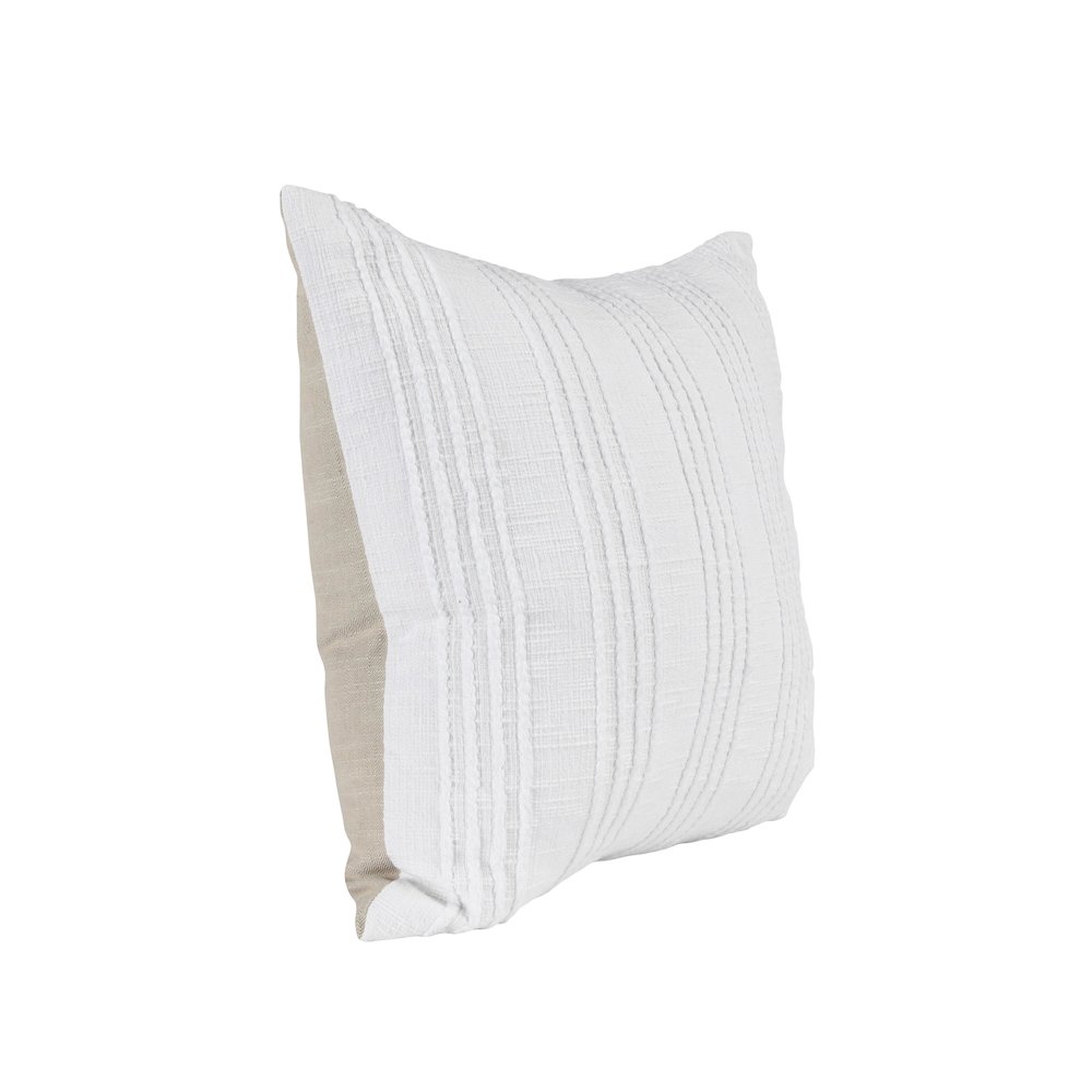 Hannah 22" 100% Cotton Fabric Throw Pillow, White. Picture 5