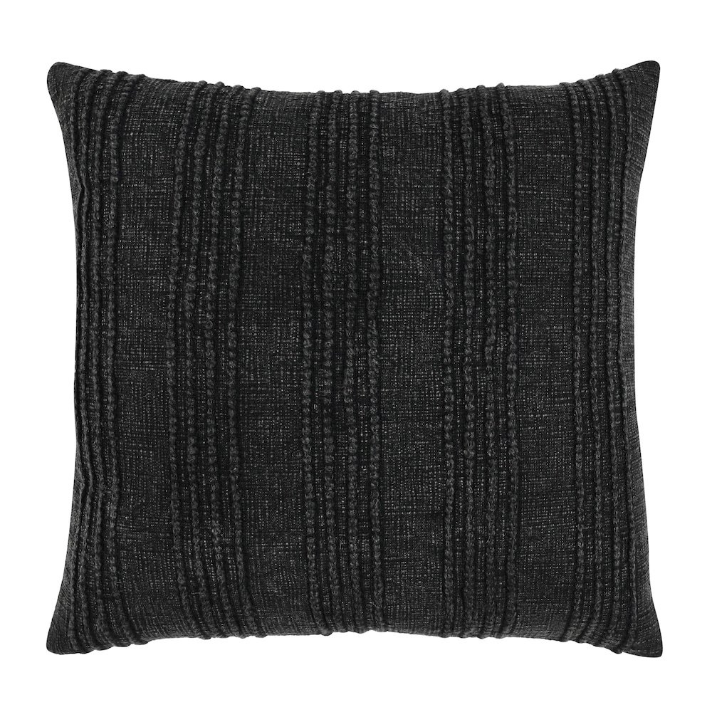 Hannah 22" 100% Cotton Fabric Throw Pillow, Black. Picture 1