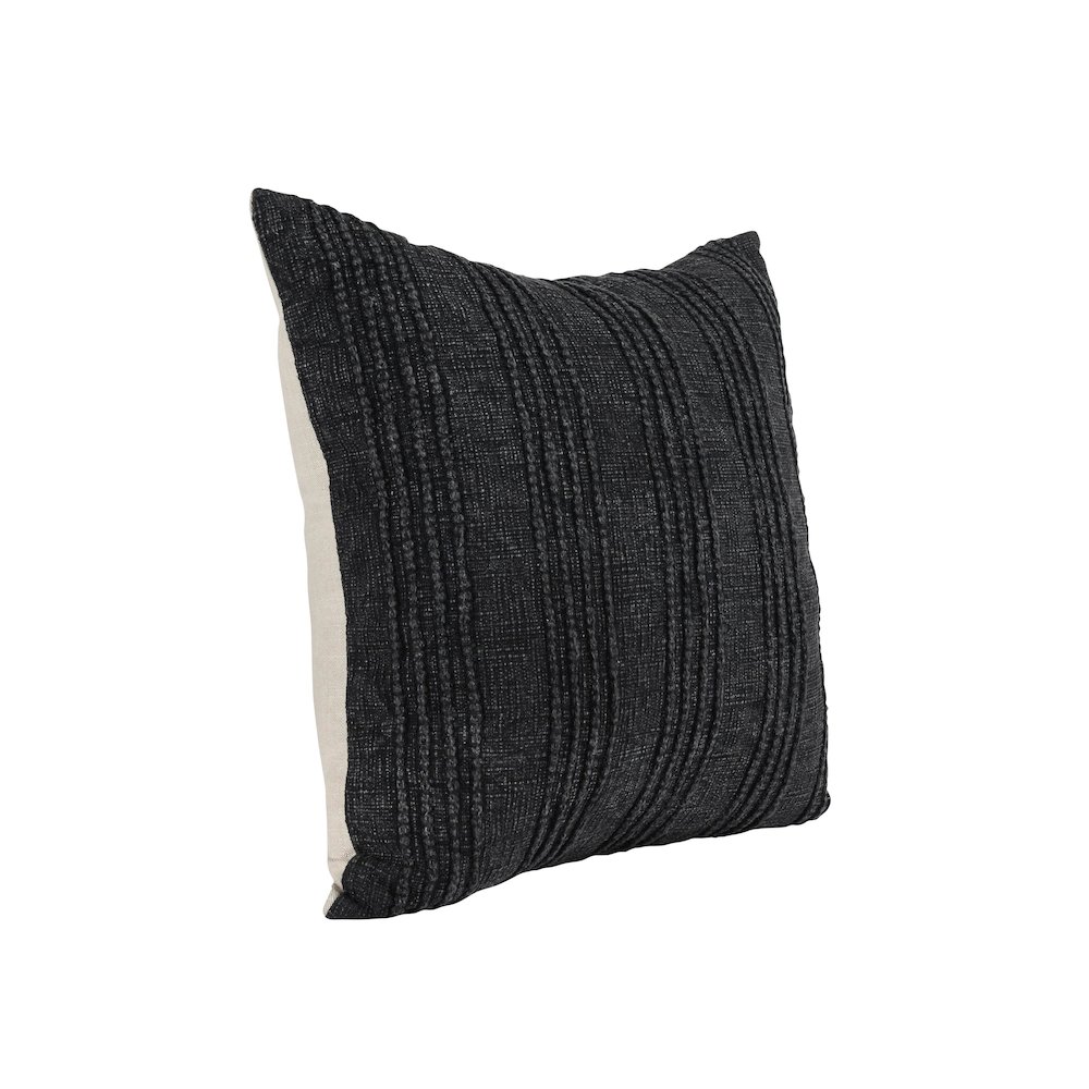 Hannah 22" 100% Cotton Fabric Throw Pillow, Black. Picture 5