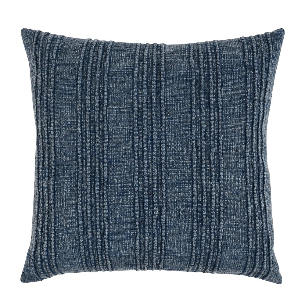 Hannah 22" 100% Cotton Fabric Throw Pillow, Navy Blue. Picture 1