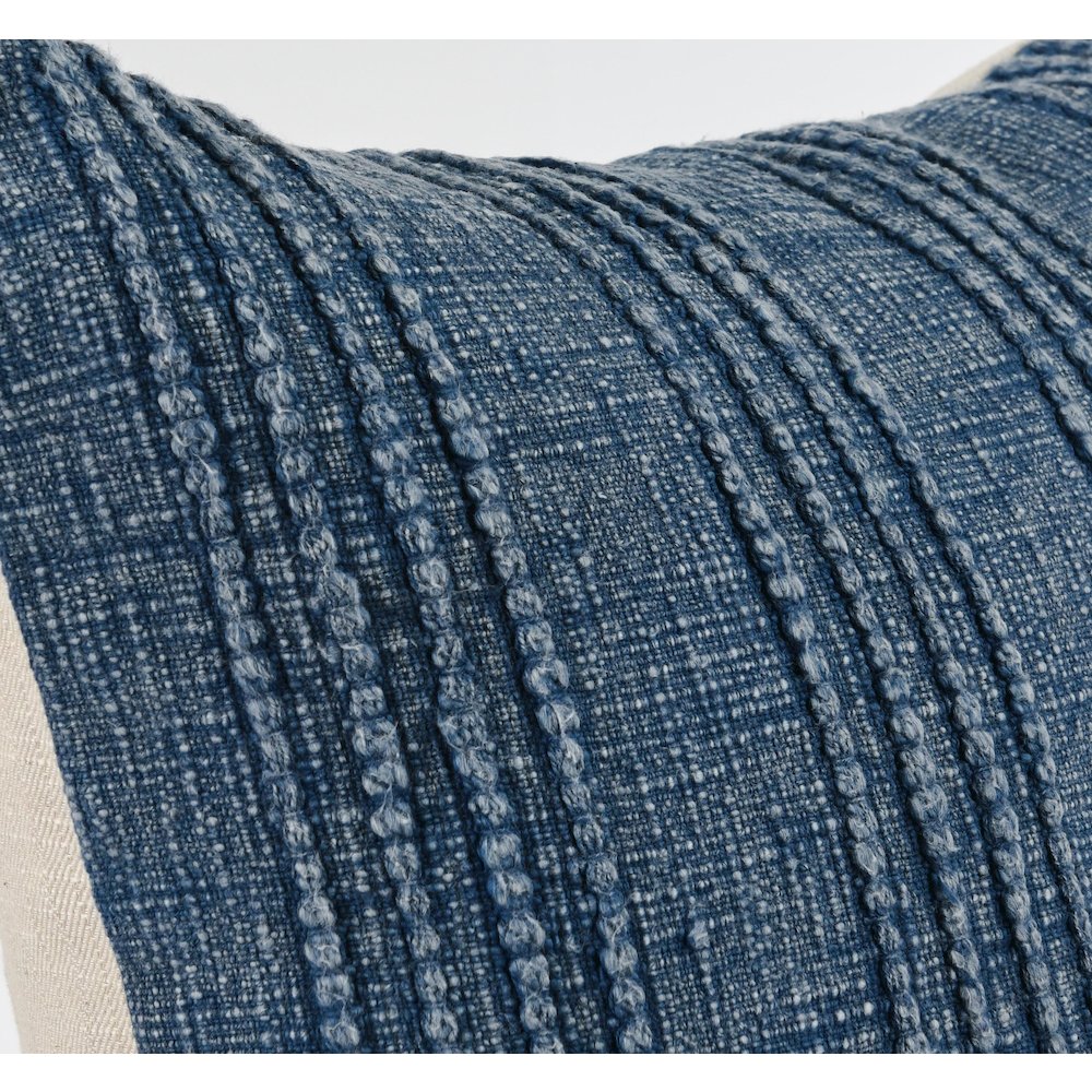 Hannah 22" 100% Cotton Fabric Throw Pillow, Navy Blue. Picture 4