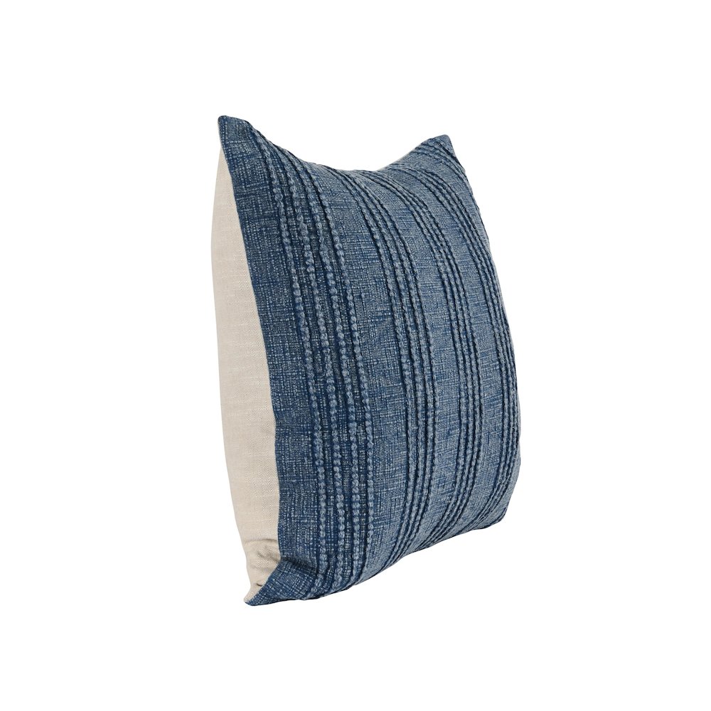 Hannah 22" 100% Cotton Fabric Throw Pillow, Navy Blue. Picture 5